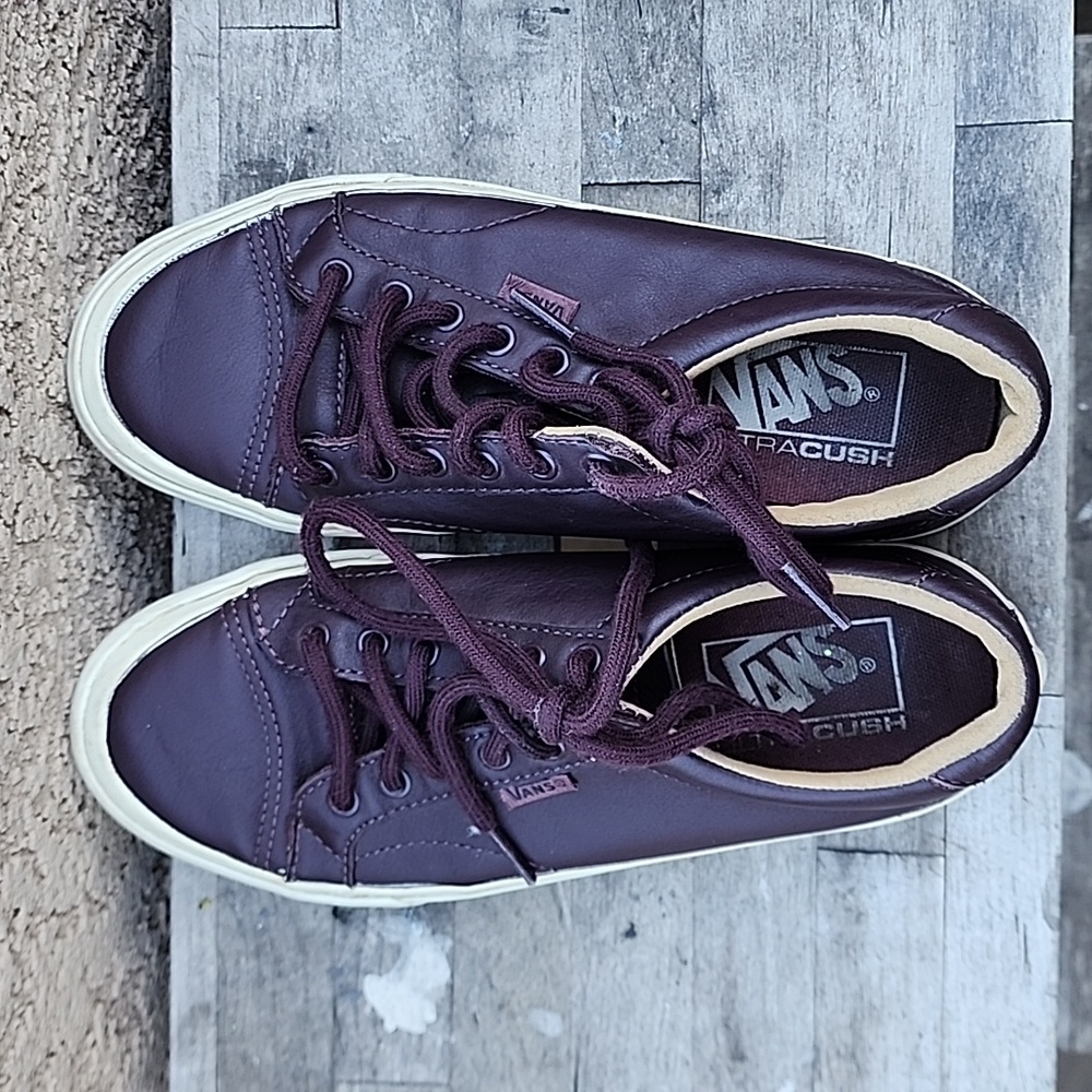 Vans Leather Sneakers Burgundy Size  7